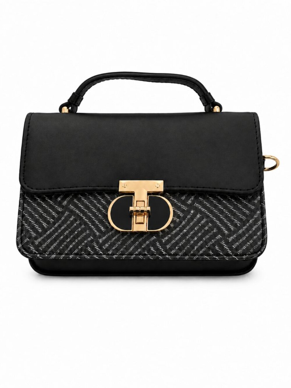 Velida & Co. Black Woven Top Handle Satchel with Silver-Tone Turn-Lock